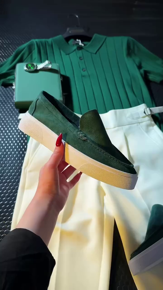 Elegant Green & White Outfit Combo