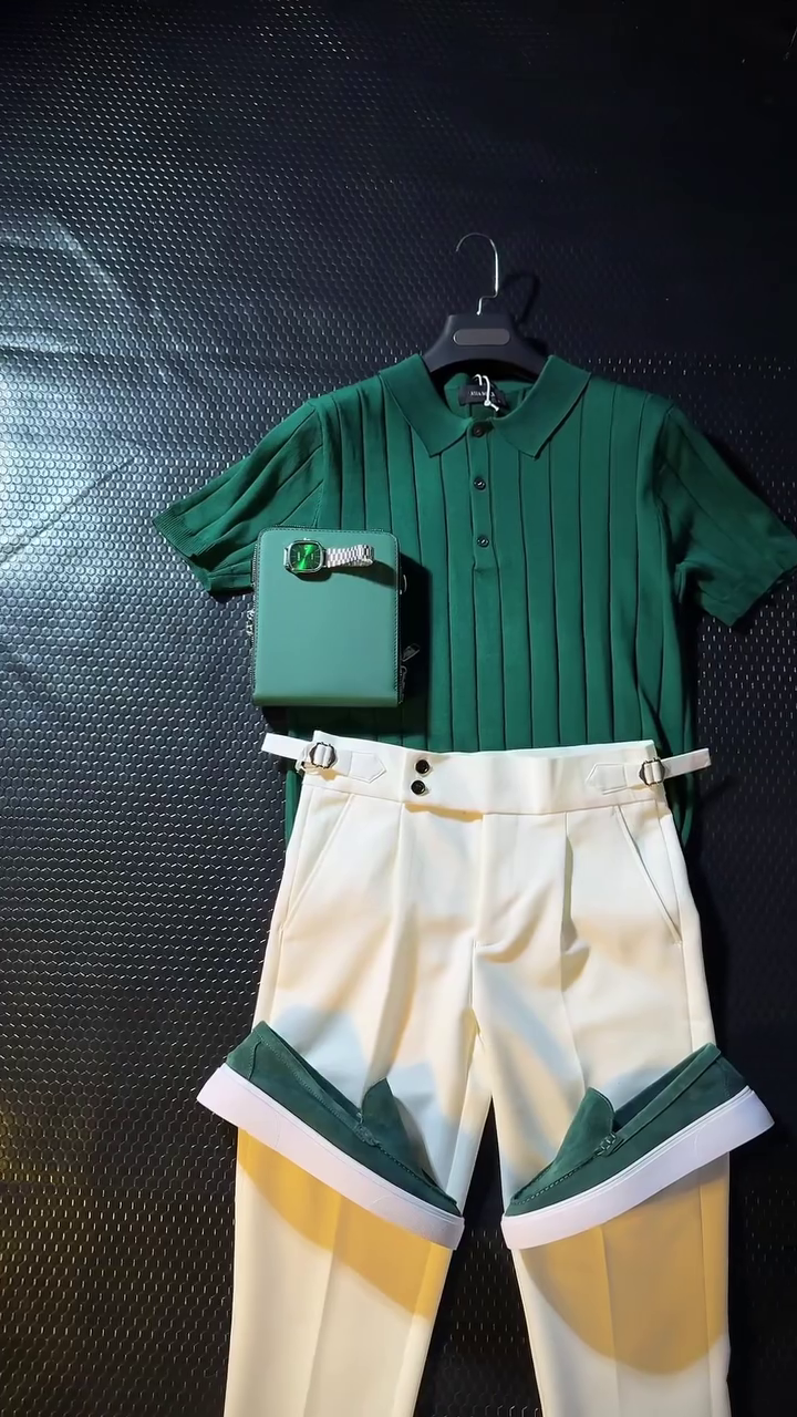 Elegant Green & White Outfit Combo