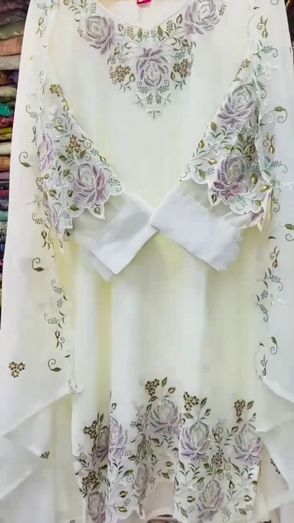 Elegant White Embroidered Kurti