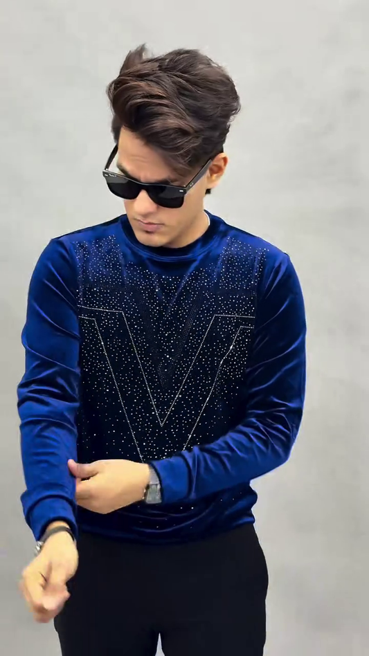 Maroon Velvet Rhinestone Sweatshirt