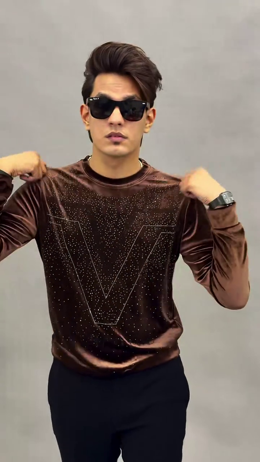 Maroon Velvet Rhinestone Sweatshirt