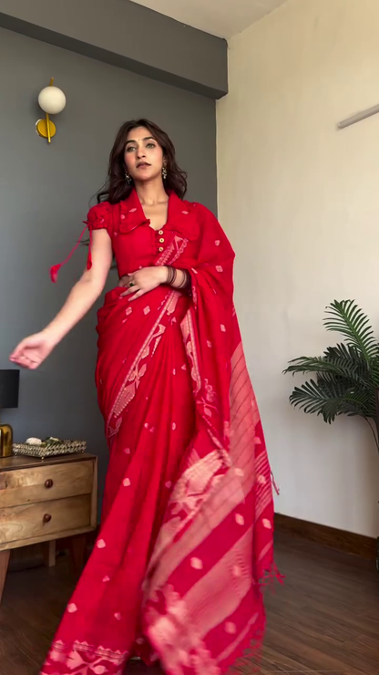 Elegant Grey Cotton Saree