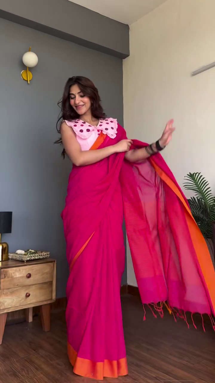 Elegant Grey Cotton Saree