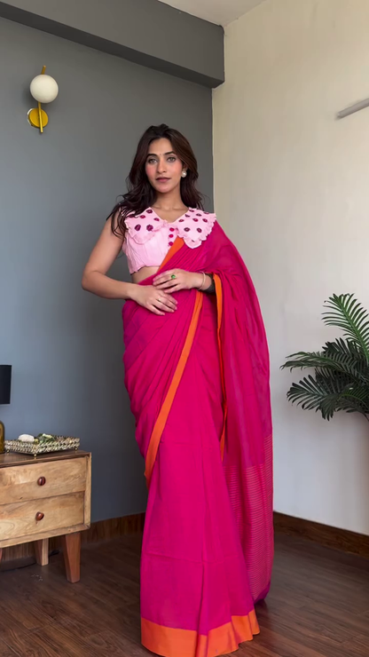 Elegant Grey Cotton Saree