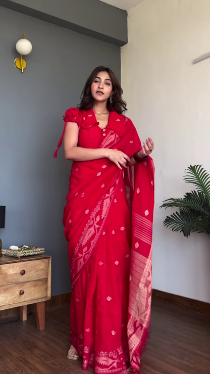 Elegant Grey Cotton Saree