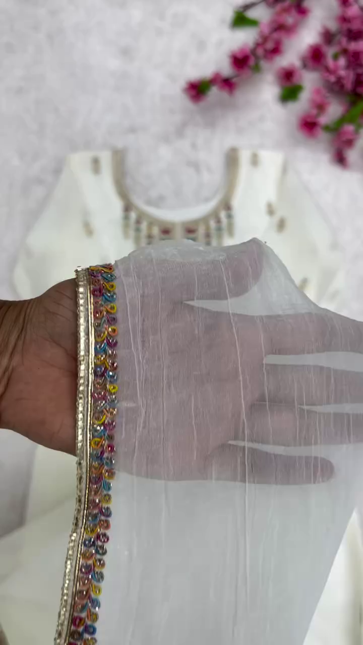 Elegant White Embroidered Suit