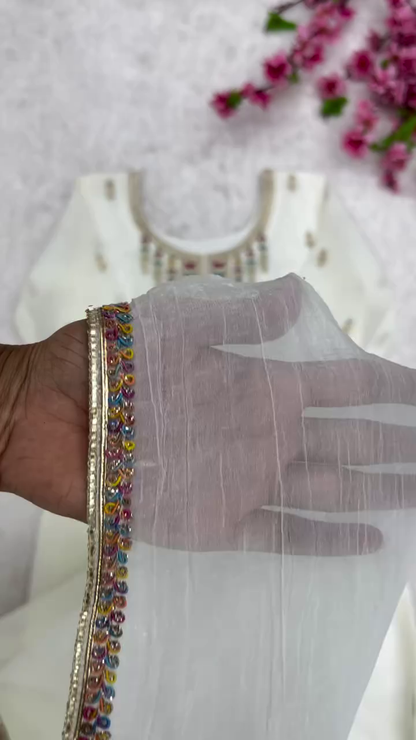 Elegant White Embroidered Suit