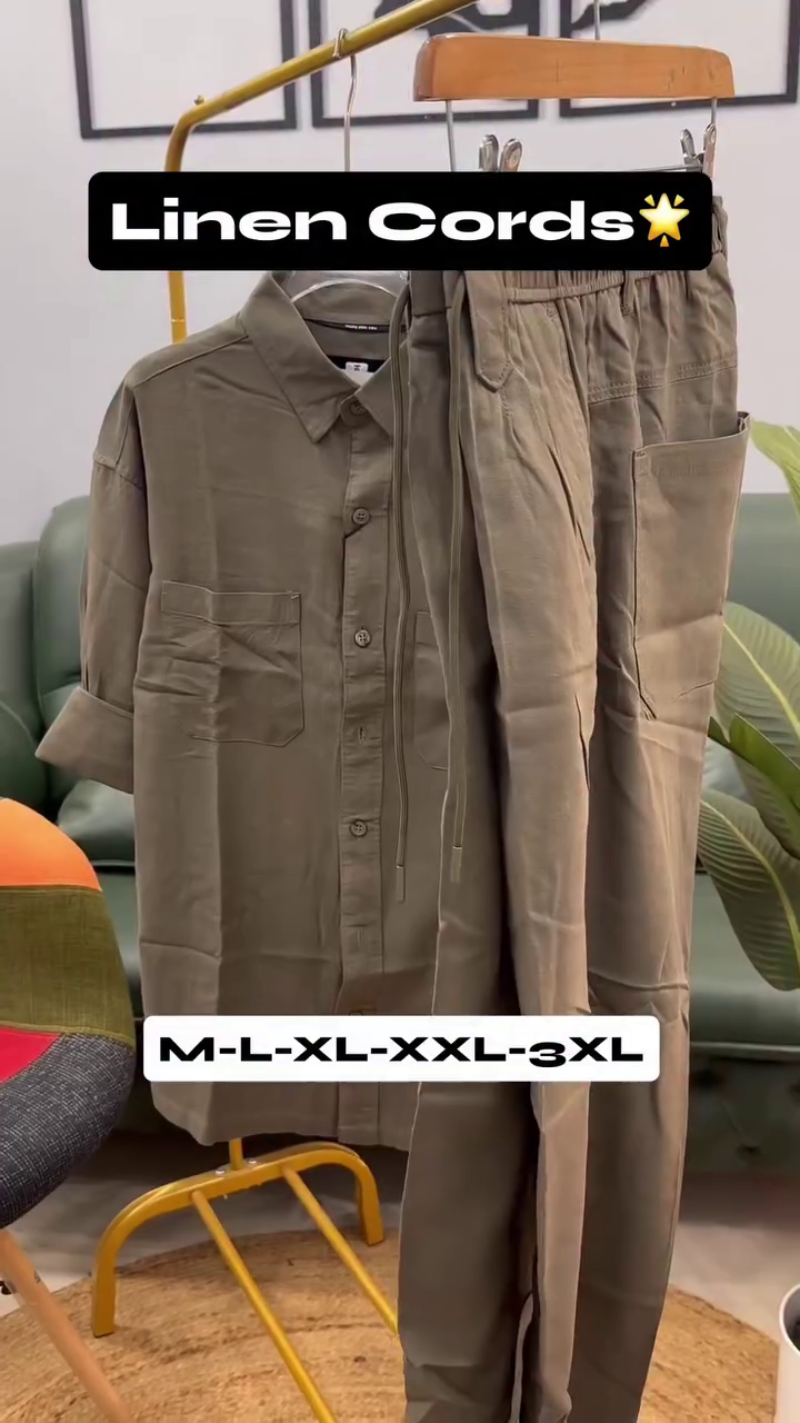 Premium Beige Linen Co-Ord Set f