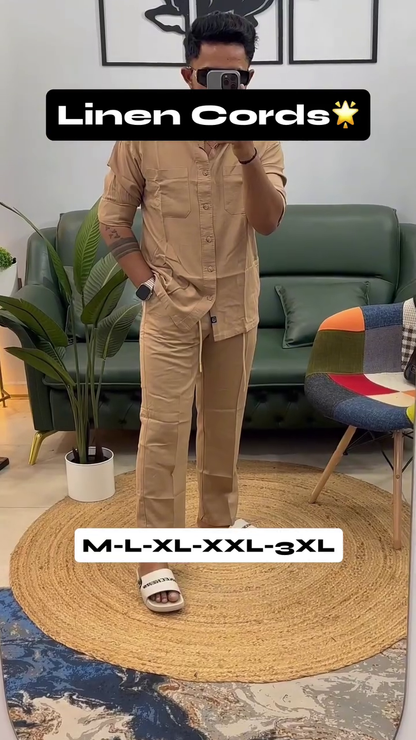 Premium Beige Linen Co-Ord Set f
